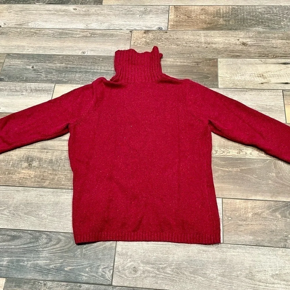 LL Bean Womens vintage Sz L Thick Chunky Speckled Red Knit Turtleneck Sweater